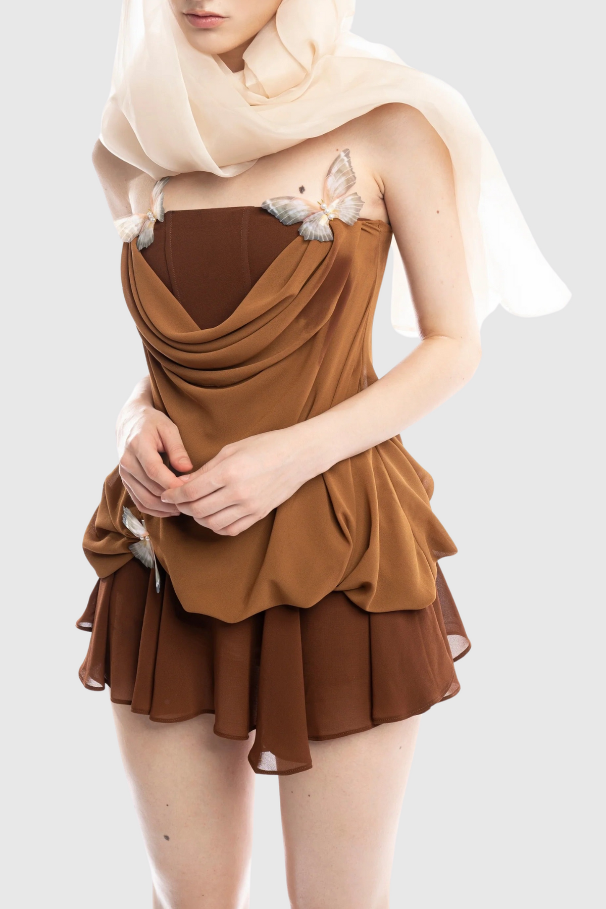 Acosta Strapless Butterfly Embellished Mini Dress