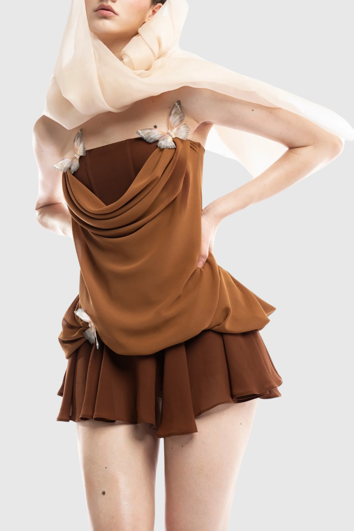 Acosta Strapless Butterfly Embellished Mini Dress