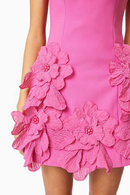 Adalgisa Floral Appliqué Mini Dress - Pink
