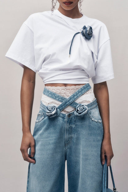 Adrienne Floral Cross Jeans