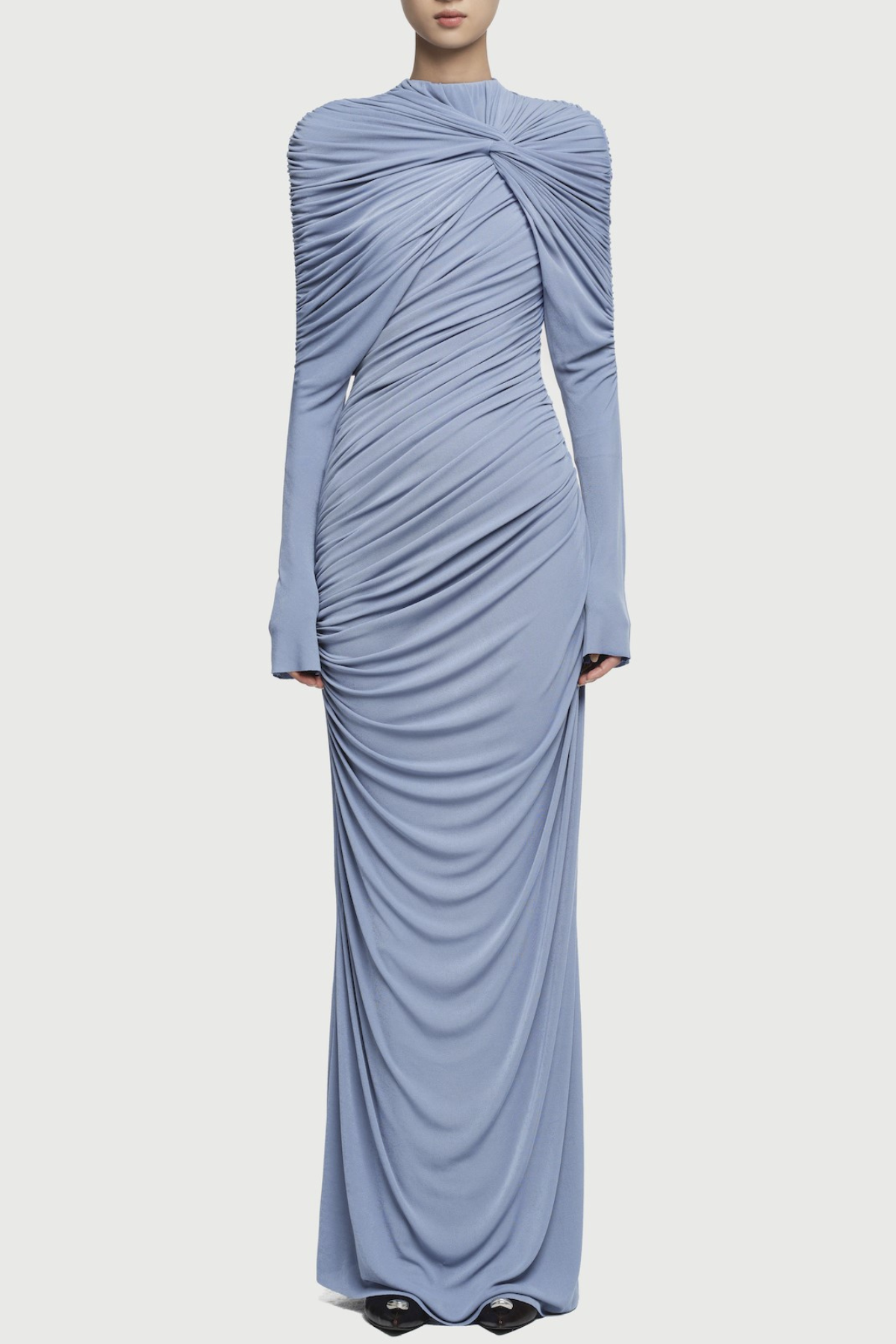 Alaire Knot Draped Maxi Dress - Blue