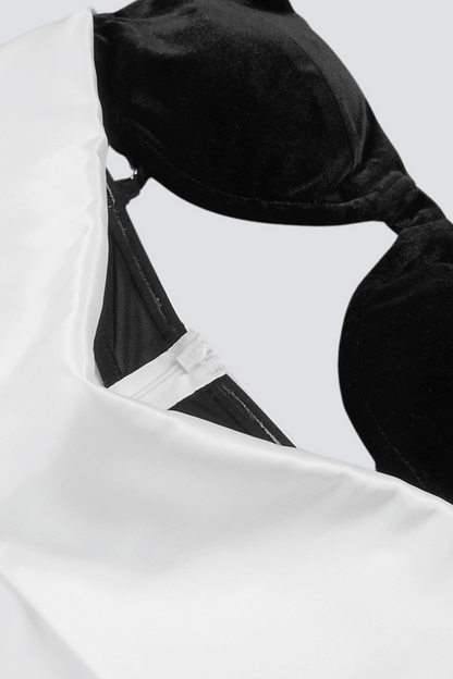 Alfredo Satin Cutout Velvet Maxi Dress - White