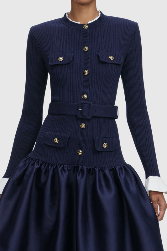 Alioth Belted Knit Midi Dress
