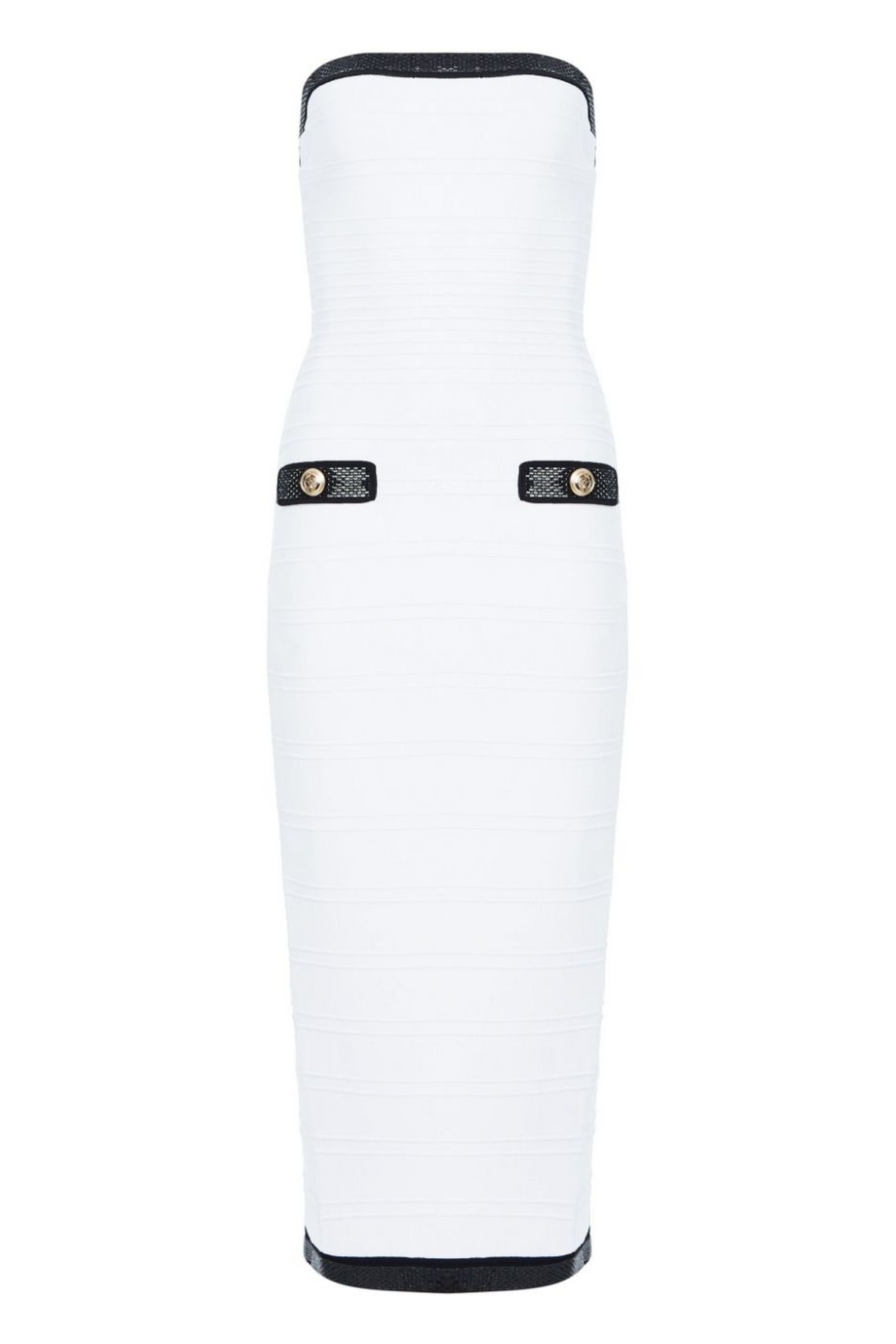 Anklyn Ribbed Strapless Midi Bandage Dress