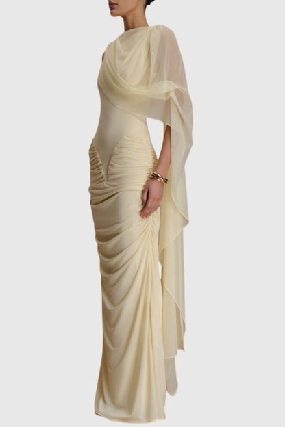 Arta Asymmetrical Ruched Maxi Dress - Yellow