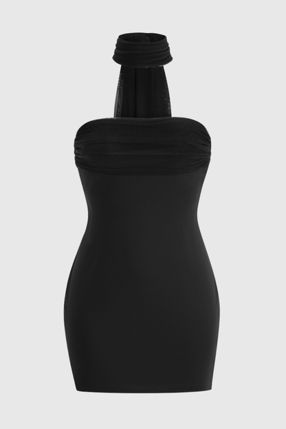 Asat Strapless Wrap Mini Dress - Black