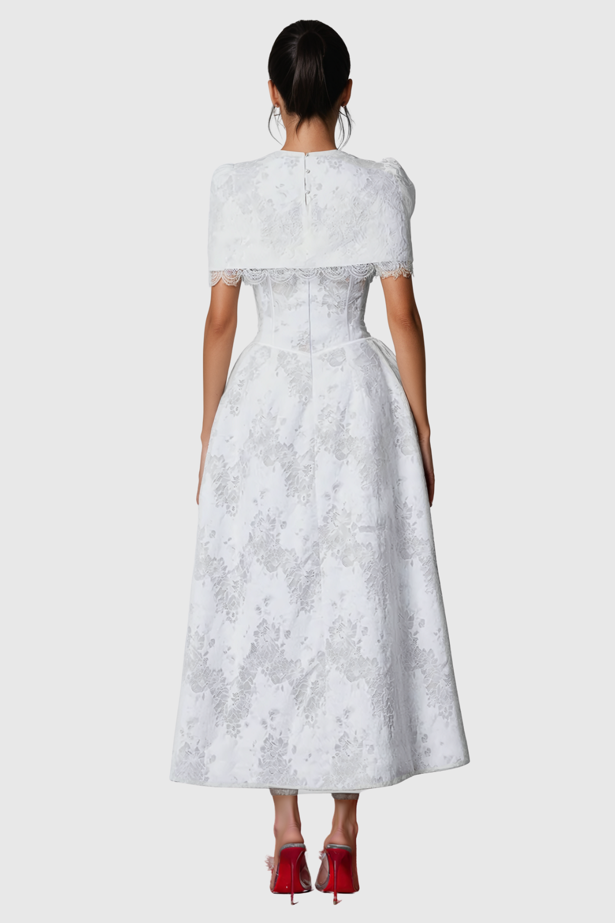 Atanda Lace Corset Cape Maxi Dress