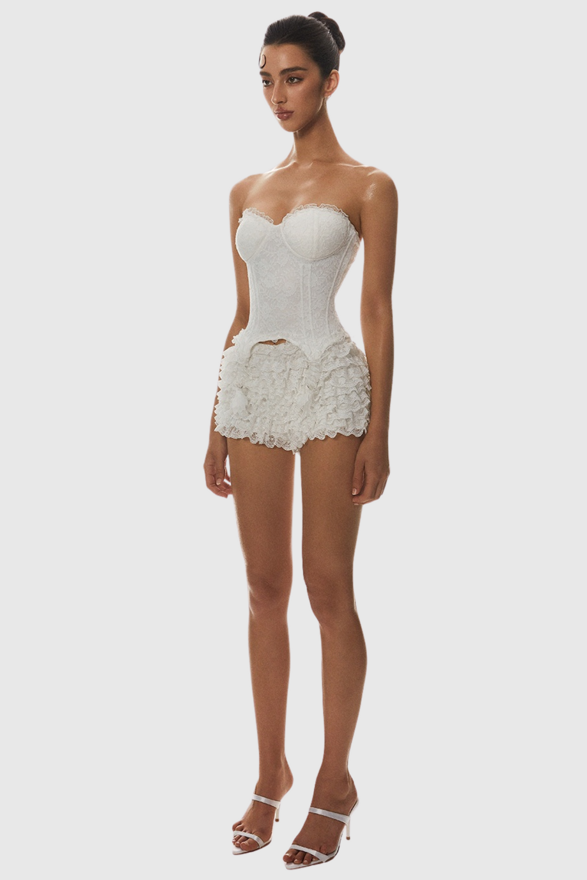 Atici Lace Strapless Corset - White