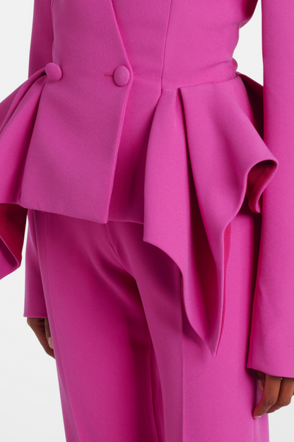 Audith Ruffled Blazer Two Piece Set - Pink