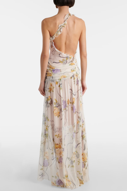 Azriel Floral Print One Shoulder Maxi Dress