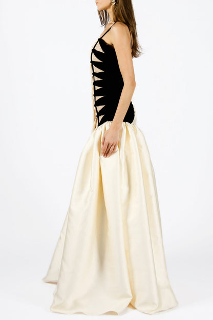 Bahar One Shoulder Satin Ruched Maxi Dress