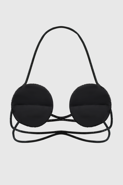 Bakir Crystal Spiral Bra - Black