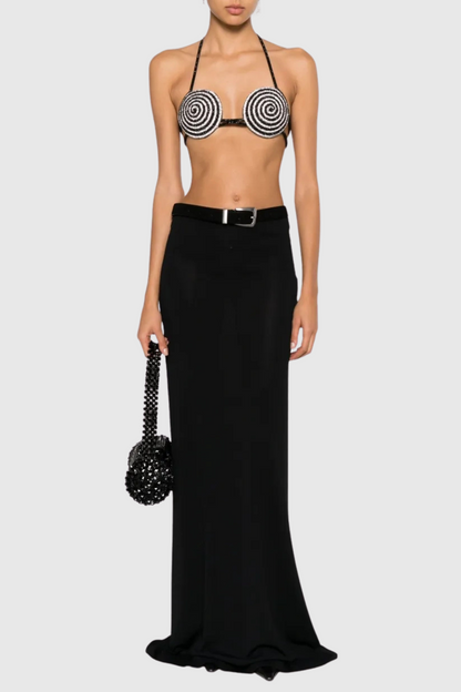 Bakir Crystal Spiral Bra - Black