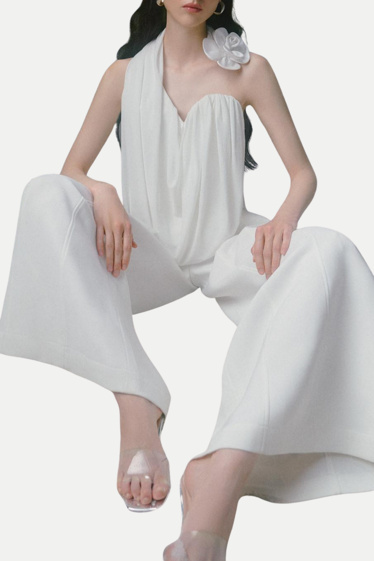 Balene Flower Asymmetric Ruched Top