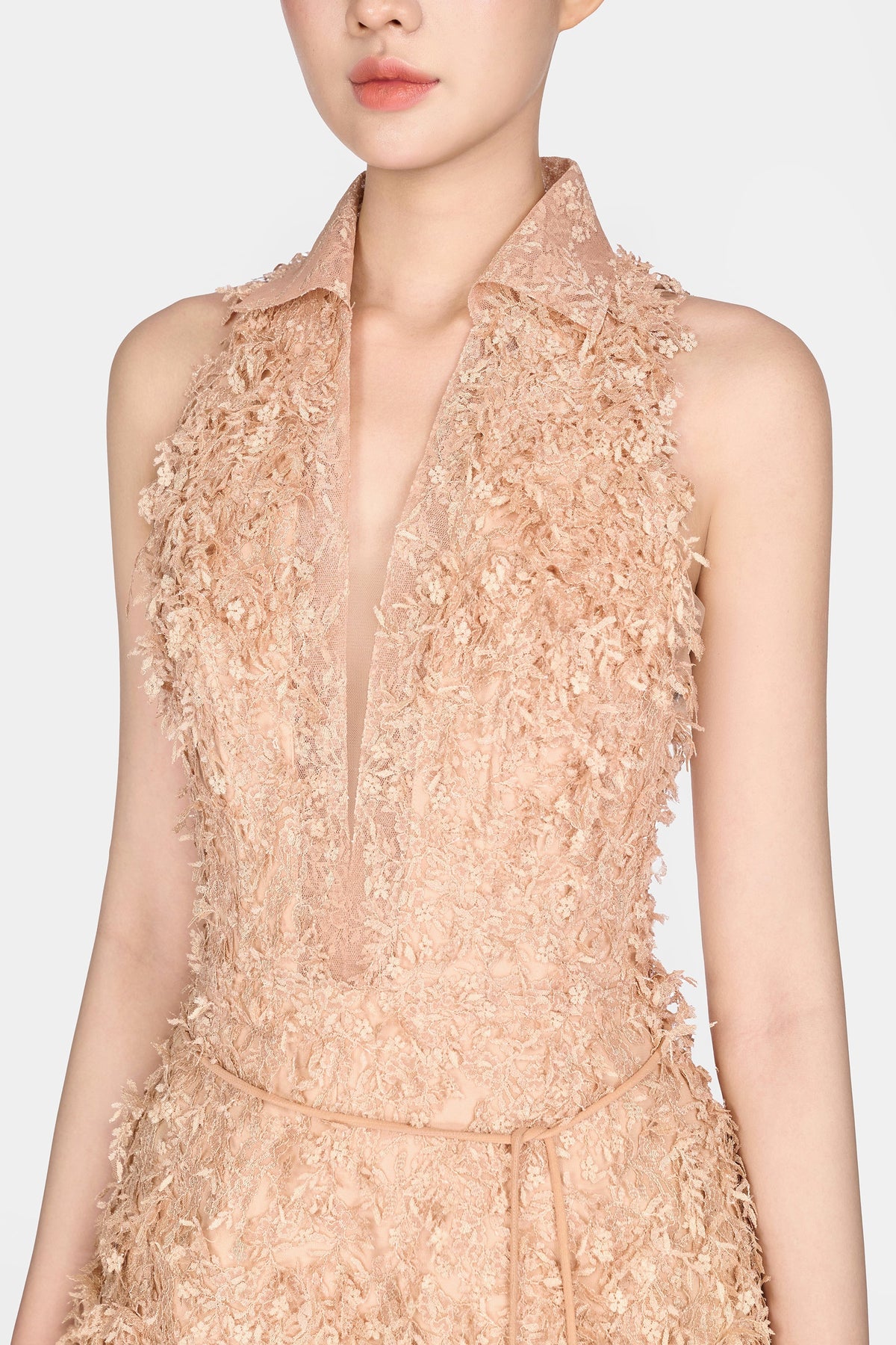 Barron Lace Jacquard Fringe Jumpsuit