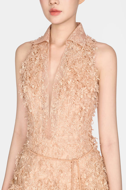Barron Lace Jacquard Fringe Jumpsuit