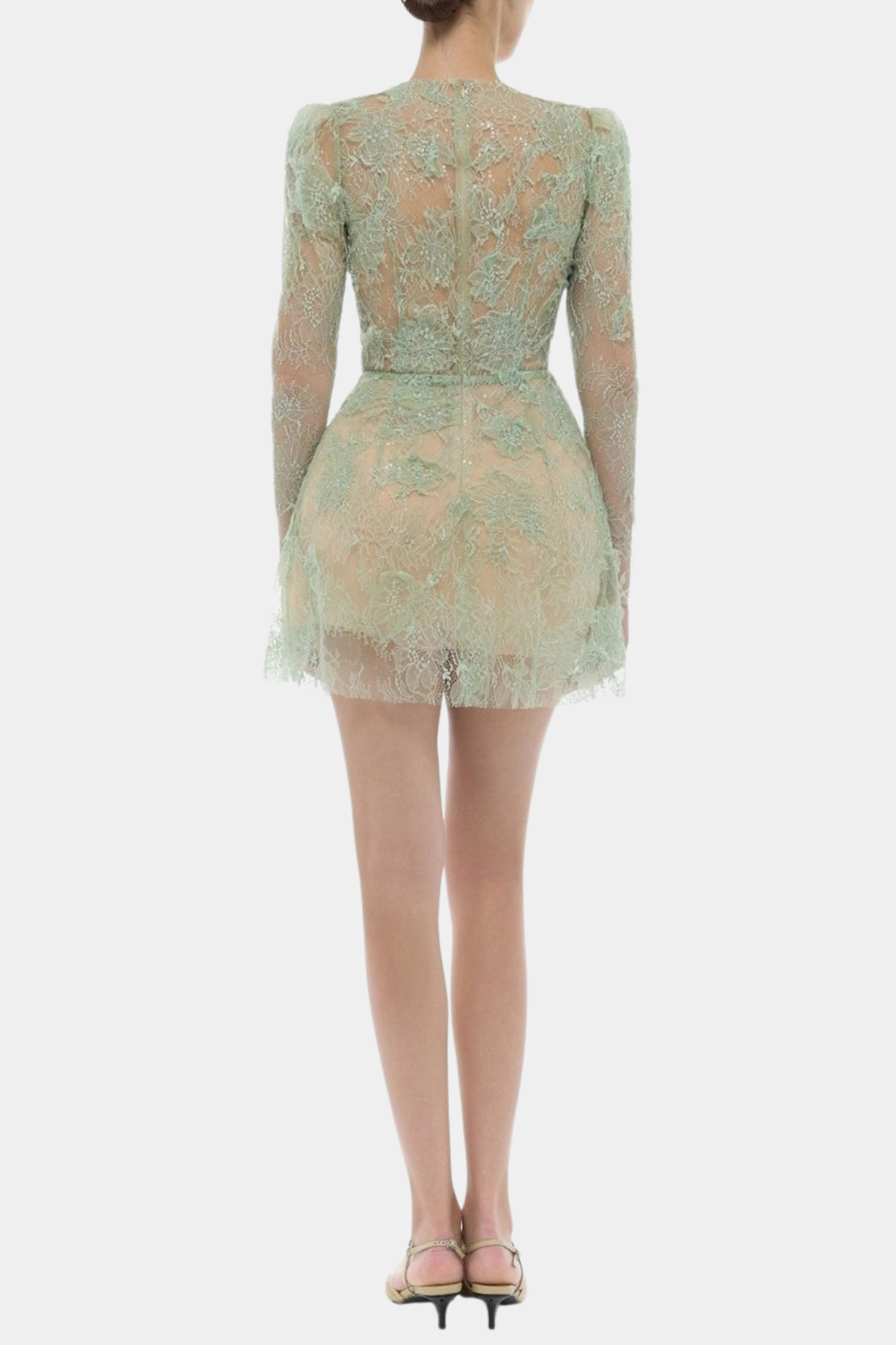 Batya Lace Long Sleeve Mini Dress - Mint