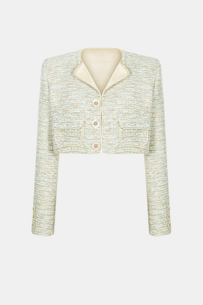 Bavat Tweed Blazer Two Piece Set - Mint