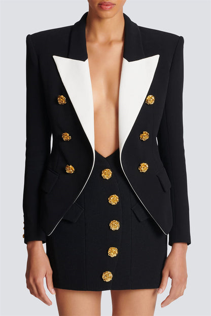 Belen Roses Buttons Embellished Blazer