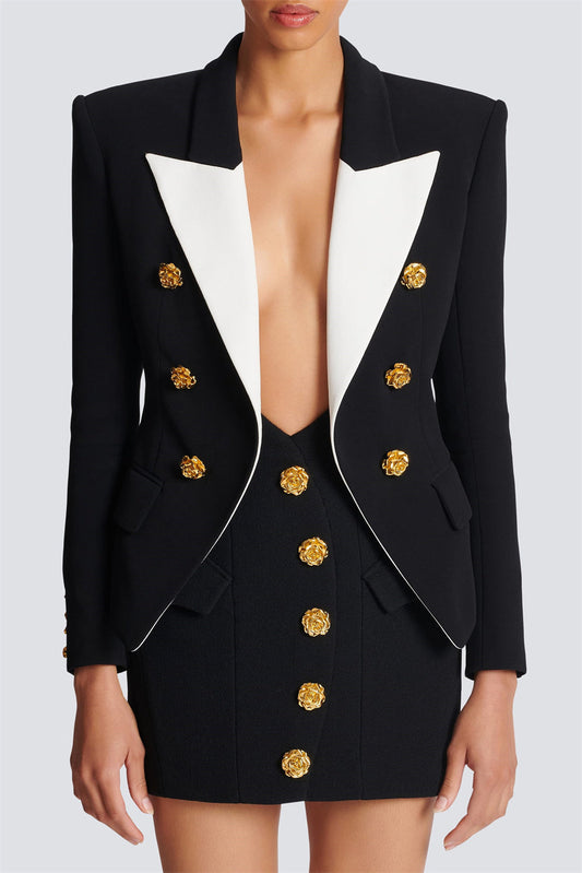 Belen Roses Buttons Embellished Blazer
