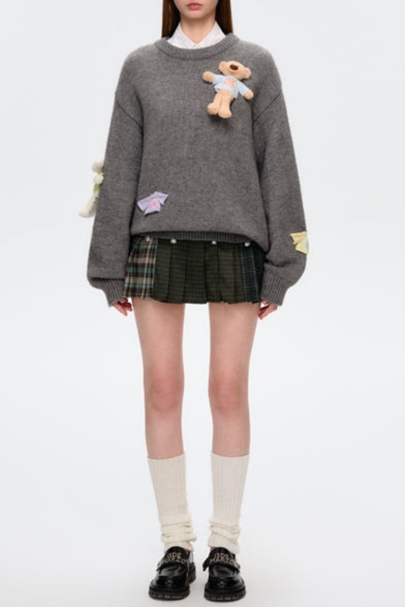 Brasa 3D Bear Sweater - Grey