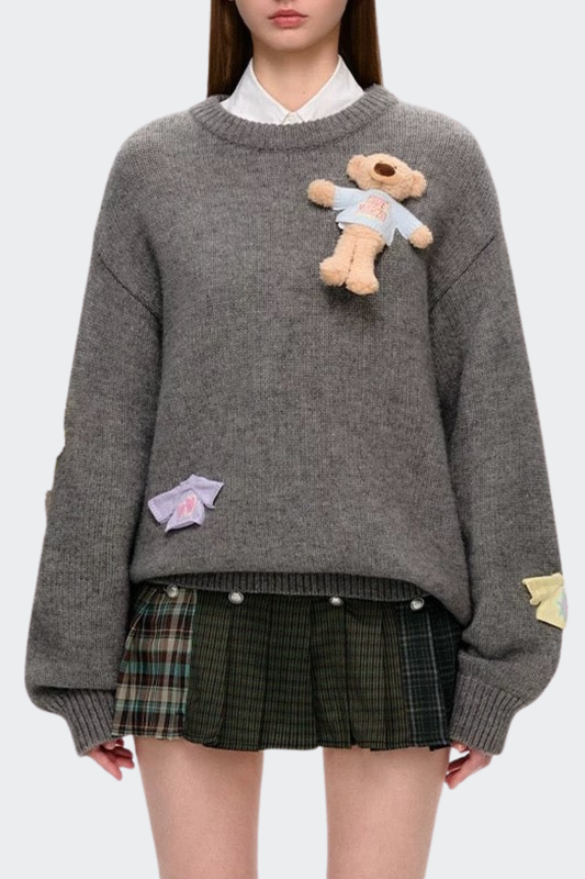 Brasa 3D Bear Sweater - Grey