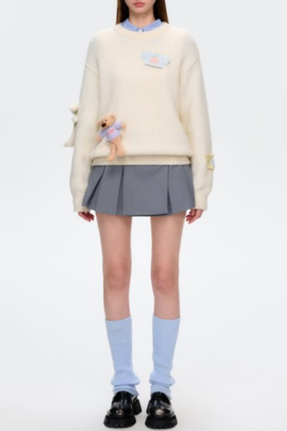 Brasa 3D Bear Sweater - White
