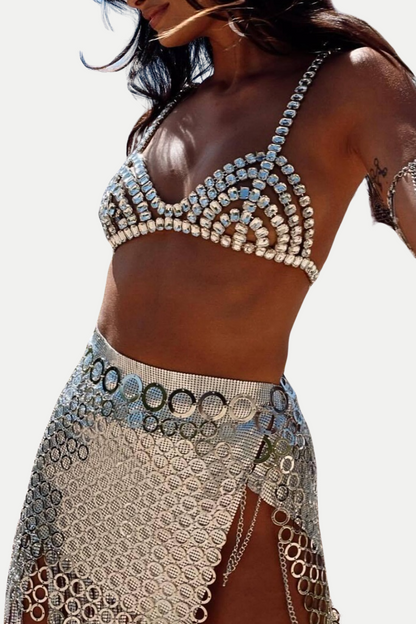 Cael Crystal Bra - Silver
