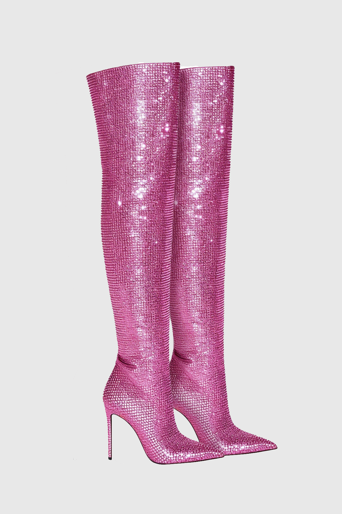 Callisto Crystal Embellished Ruched Knee-high Boots - Pink