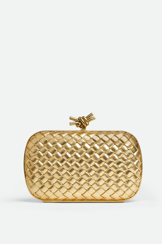 Capella Woven Knot Clutch - Gold