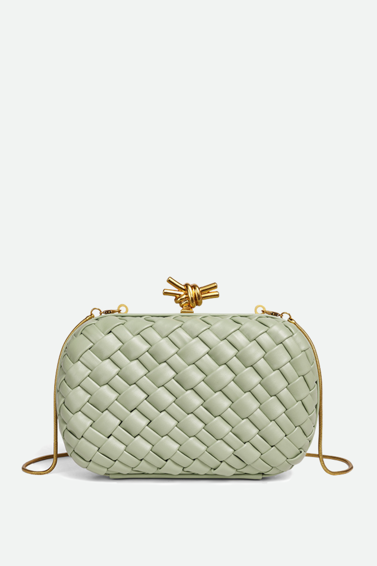 Capella Woven Knot Clutch - Green
