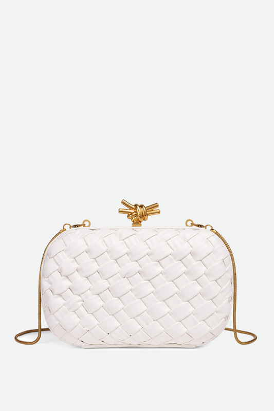 Capella Woven Knot Clutch - White