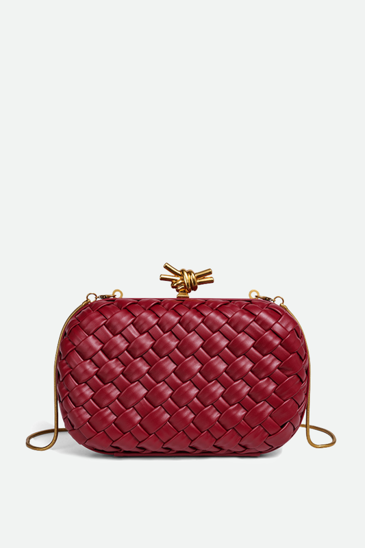 Capella Woven Knot Clutch - Wine