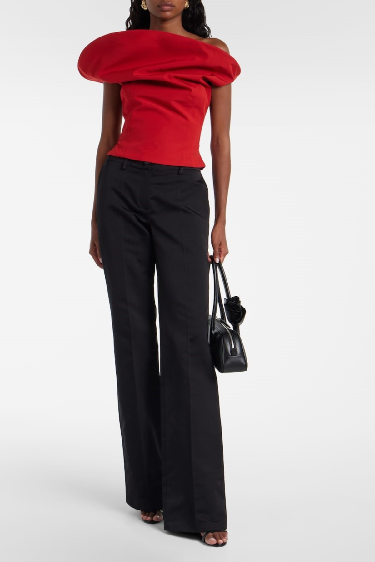 Careaga Asymmetrical Off Shoulder Top - Red