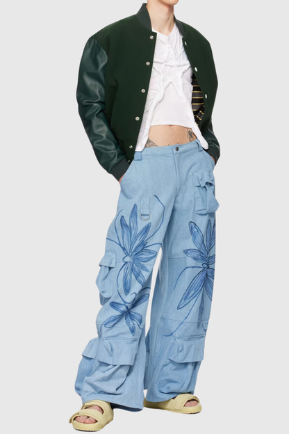 Jemma Floral Printed Cargo Jeans