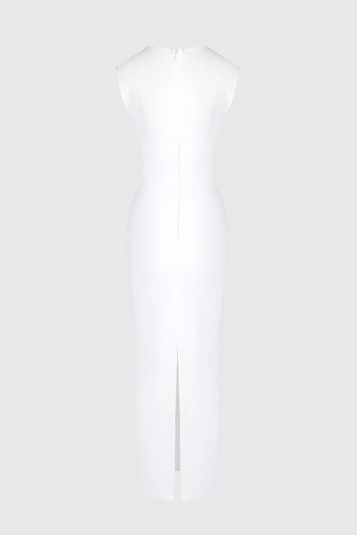 Carmina Mesh Paneled Maxi Bandage Dress - White
