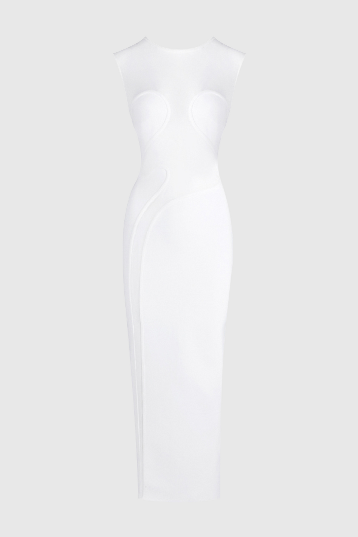 Carmina Mesh Paneled Maxi Bandage Dress - White