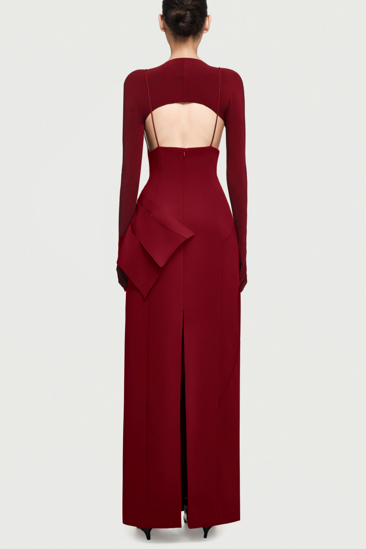 Chapera Asymmetrical Pleat Maxi Dress - Wine