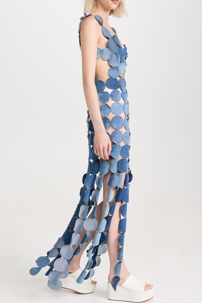 Charlie Laser-cut Denim Maxi Dress