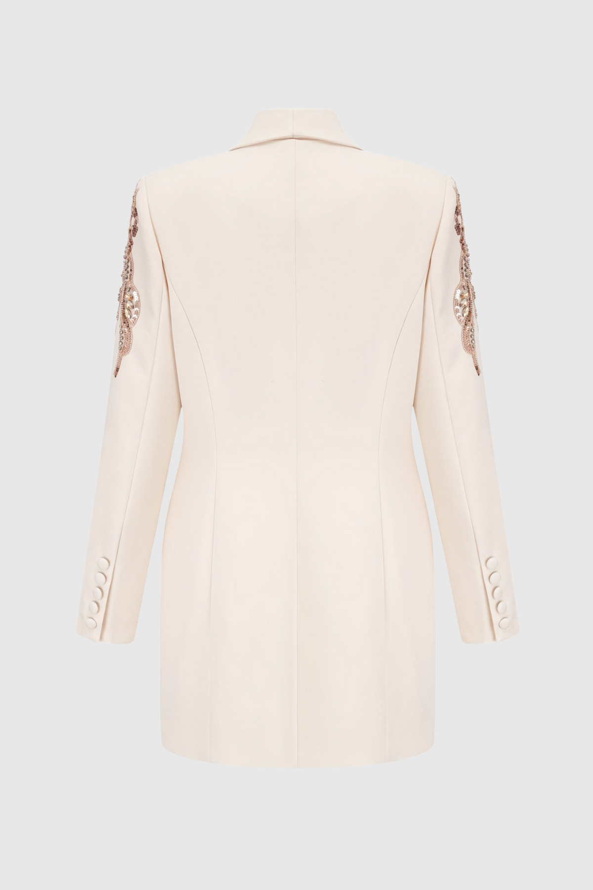 Charnita Sequin Embellished Blazer Dress - Beige