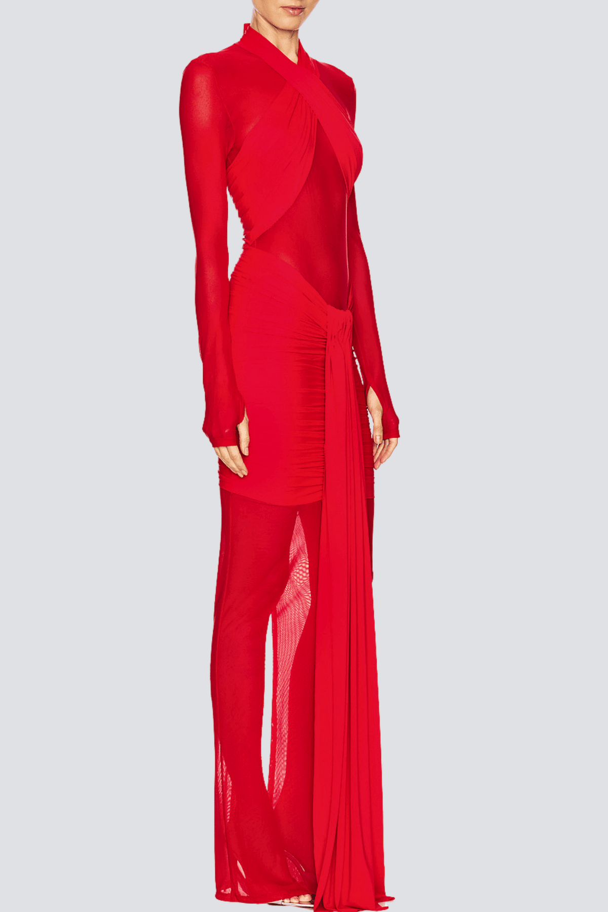Chaviv Mesh Crystal Embellished Maxi Dress