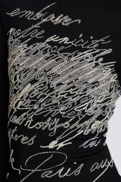 Choca Letter Embroidery Mini Dress