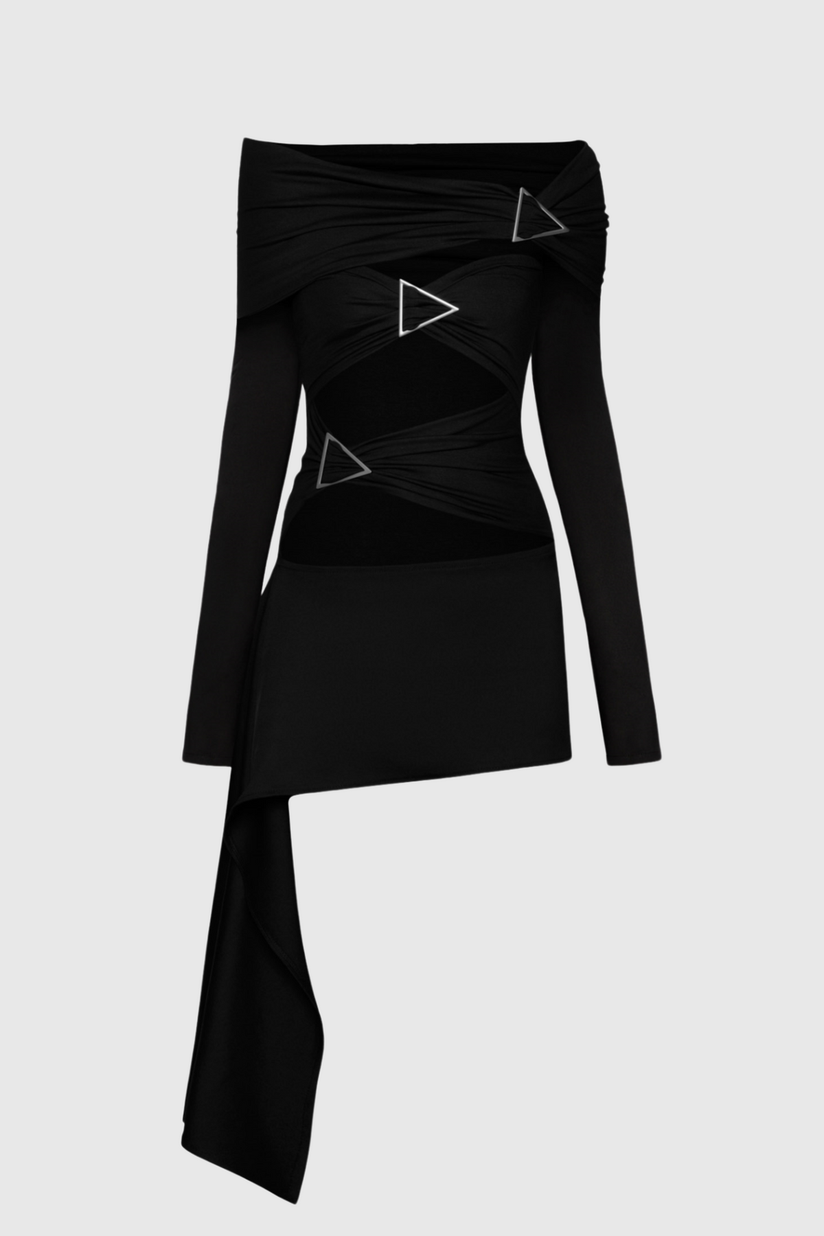 Christe Asymmetric Cutout Mini Dress