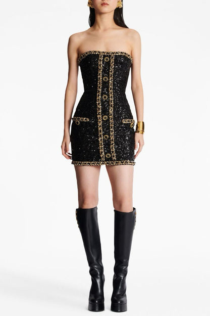 Cleo Sequin Embellished Strapless Mini Dress