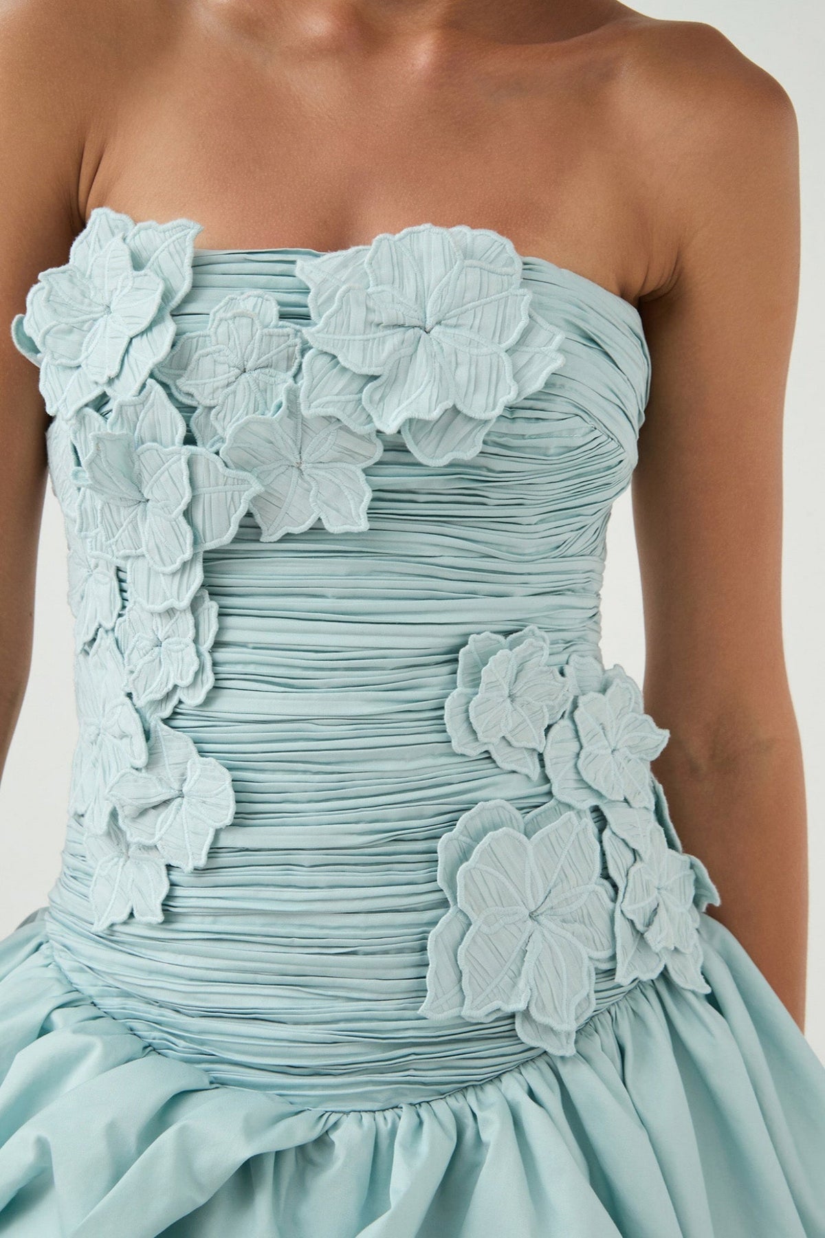 Coleka Floral Appliqué Strapless Mini Dress