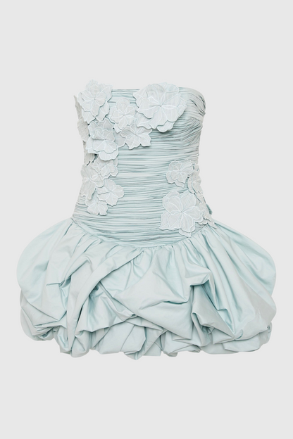 Coleka Floral Appliqué Strapless Mini Dress