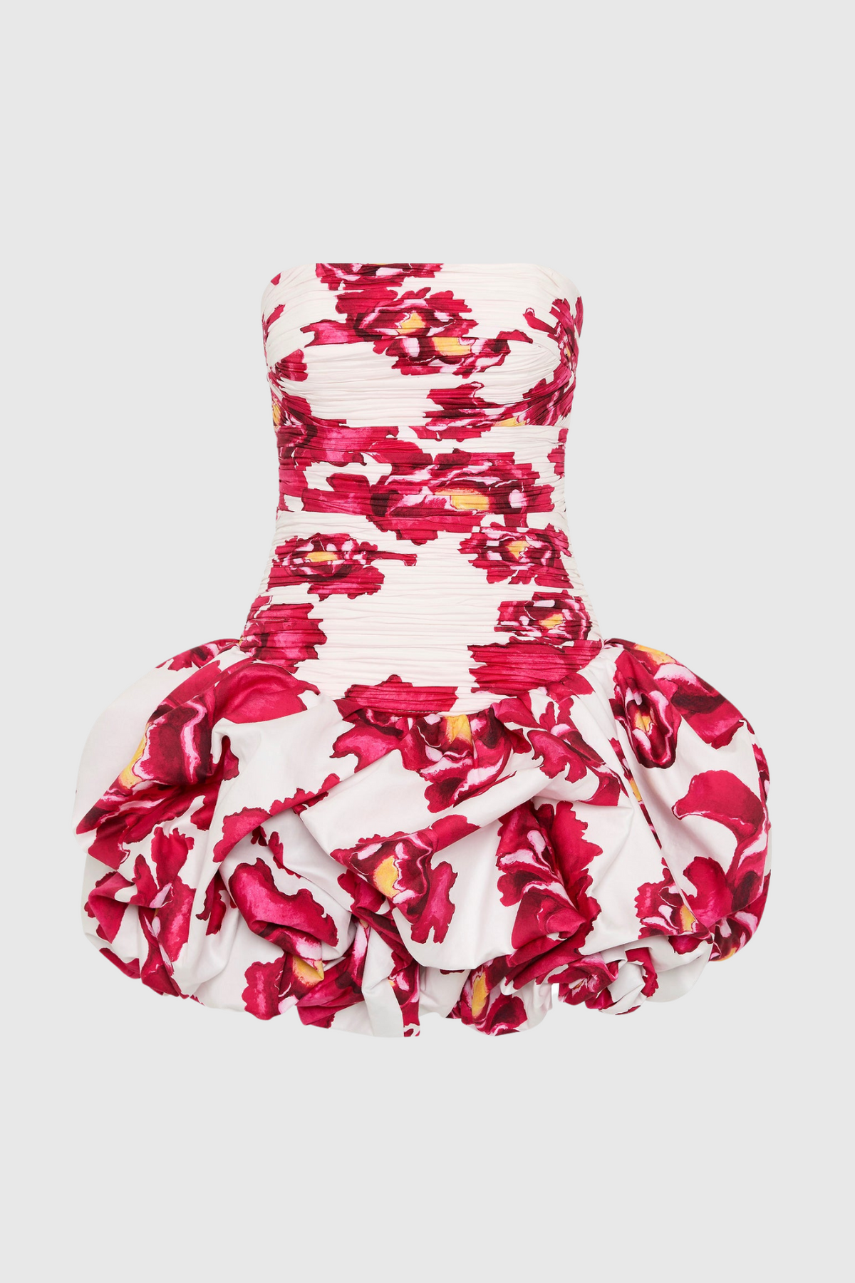 Coleka Floral Print Strapless Ruched Mini Dress - Rose pink