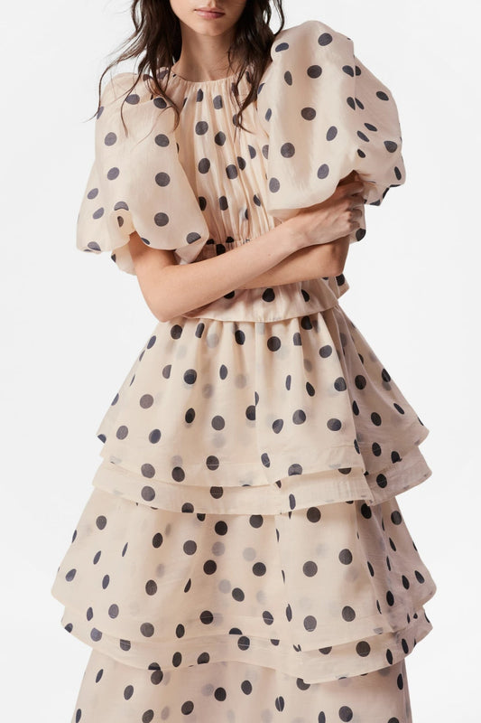 Colette Polka Dot Ruffle Skirt Two Piece Set