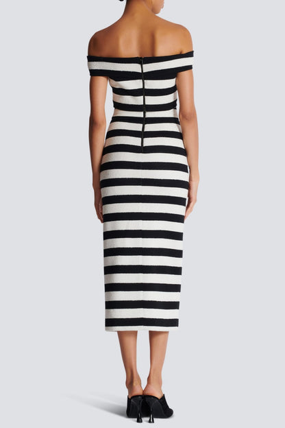 Coraline Striped Off Shoulder Bandage Set