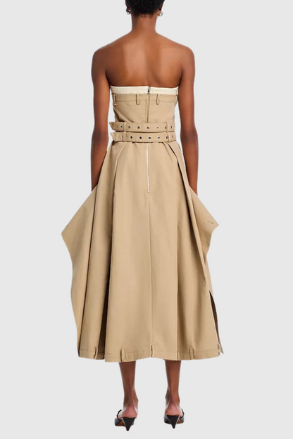 Cordero Strapless Trench Belted Midi Dress